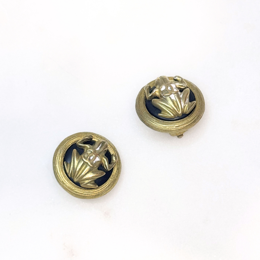 Chanel Frog Motif Clip On Earrings