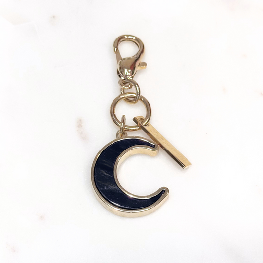 Edie Parker Gold & Purple Moon Charm Key Chain
