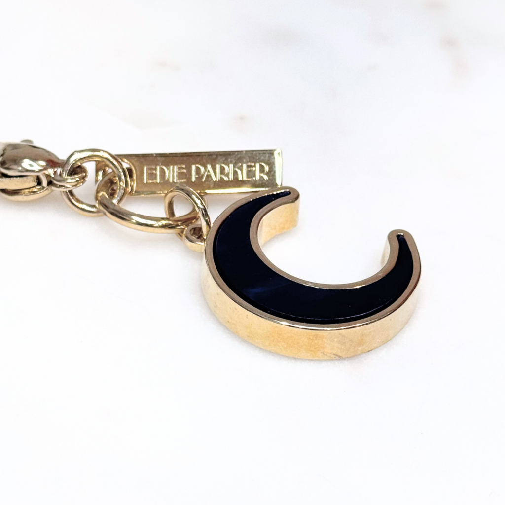 Edie Parker Gold & Purple Moon Charm Key Chain