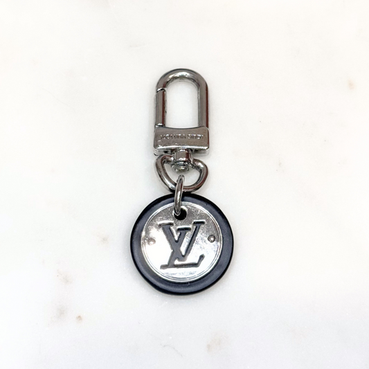 Louis Vuitton Black & Silver Logo Key Chain (2022)