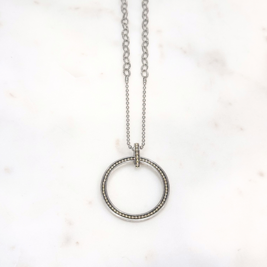 Lagos Sterling Silver & Gold Caviar Circle Necklace