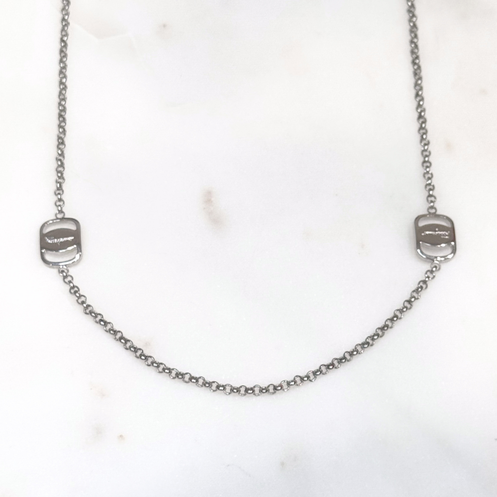 Ferragamo Sterling Silver Station Necklace