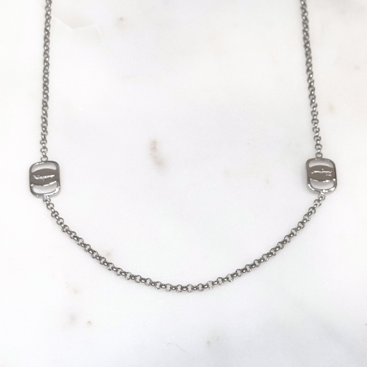 Ferragamo Sterling Silver Station Necklace