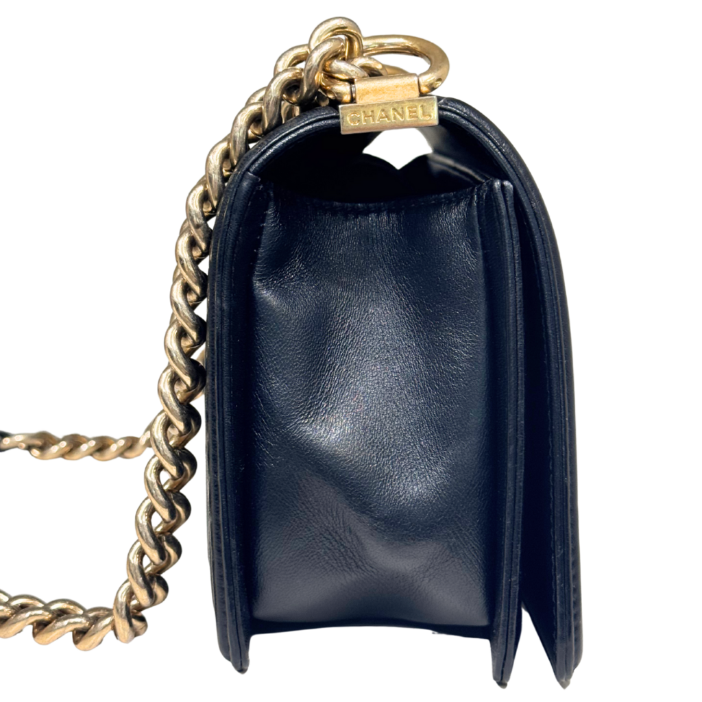 Chanel LeBoy Black & White Fabric Chevron Medium Bag