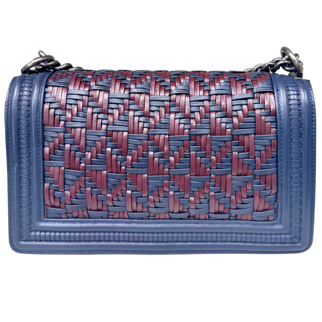 Chanel LeBoy Navy & Burgundy Woven Old Medium