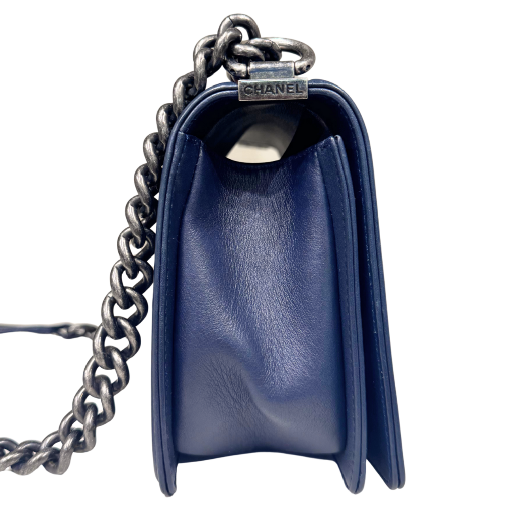 Chanel LeBoy Navy & Burgundy Woven Old Medium