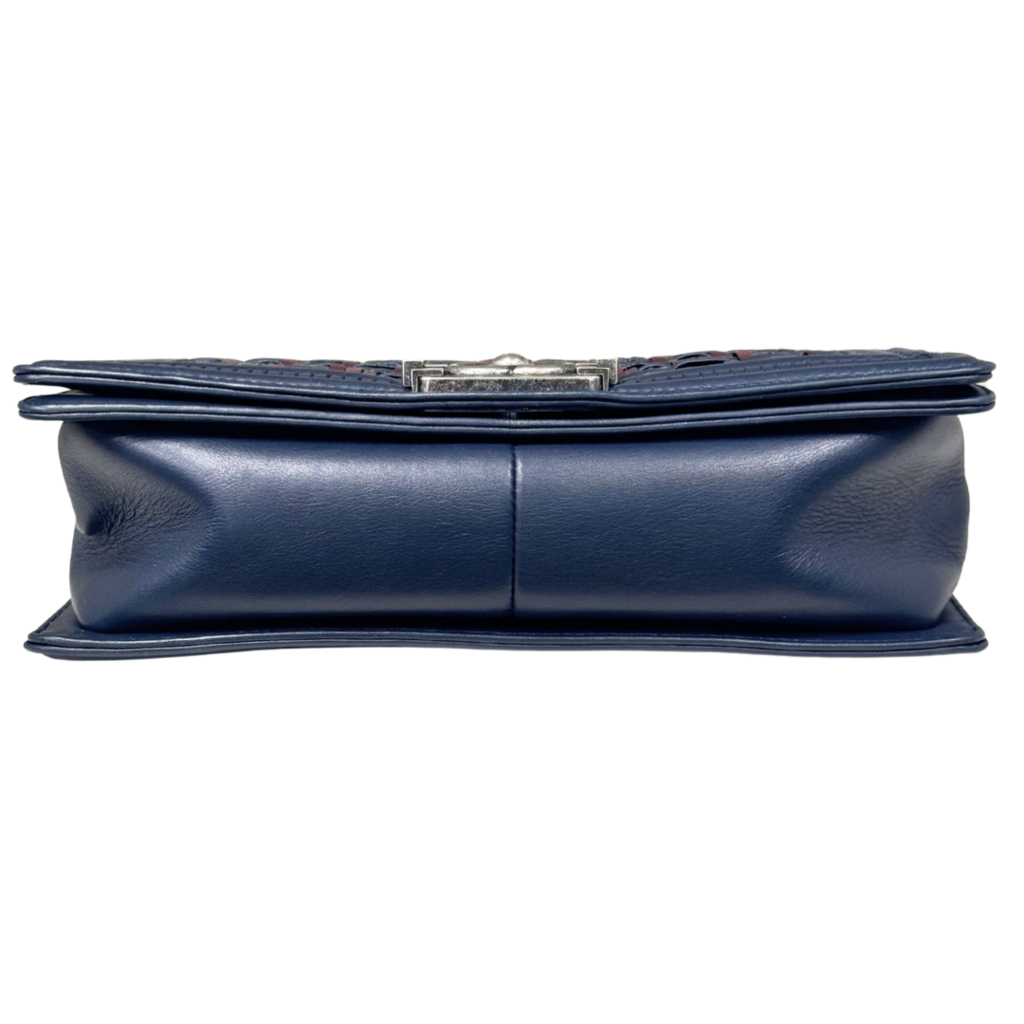 Chanel LeBoy Navy & Burgundy Woven Old Medium