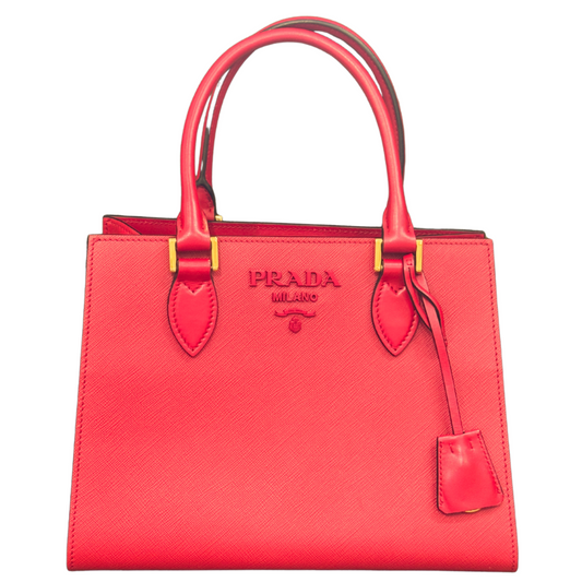 Prada Red Saffiano Monochrome Top Handle/Crossbody