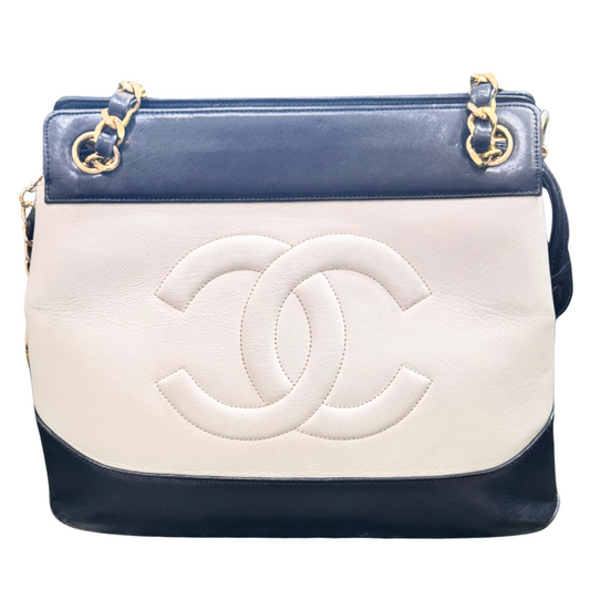 Chanel Black & White Leather Shoulder Bag (Vintage)