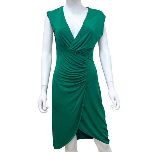 Roberto Cavalli Green Gathered Front Midi Dress, 44