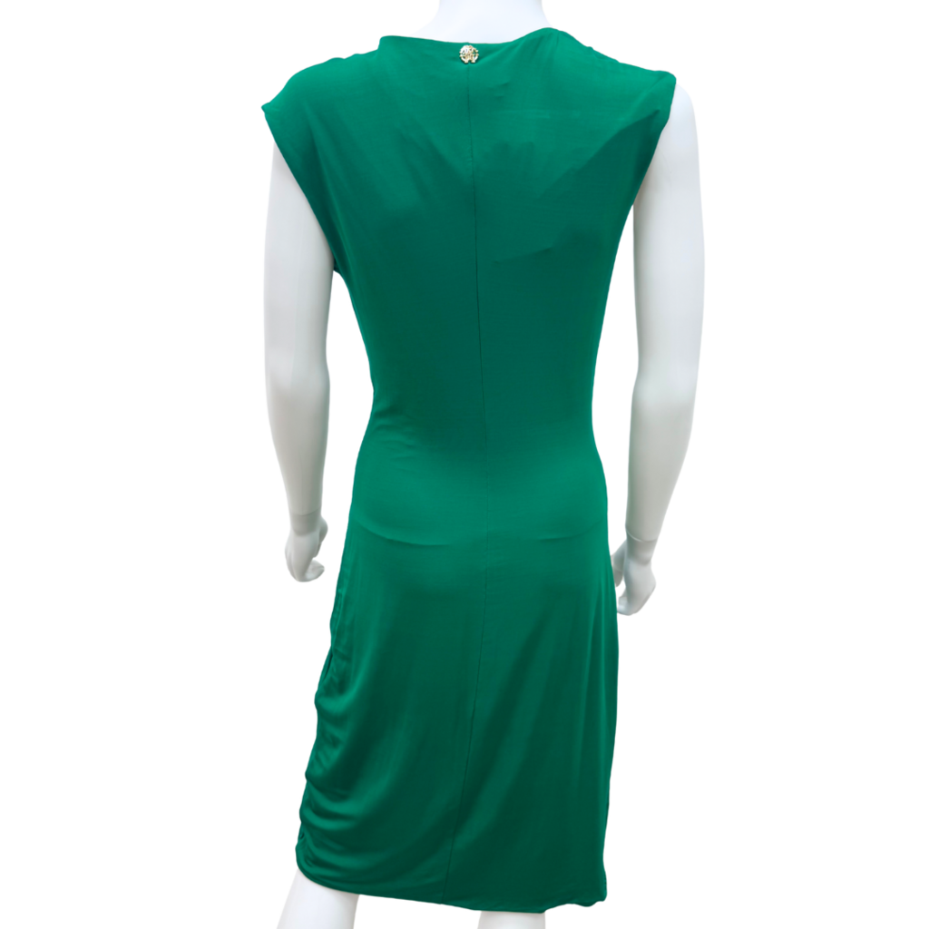 Roberto Cavalli Green Gathered Front Midi Dress, 44