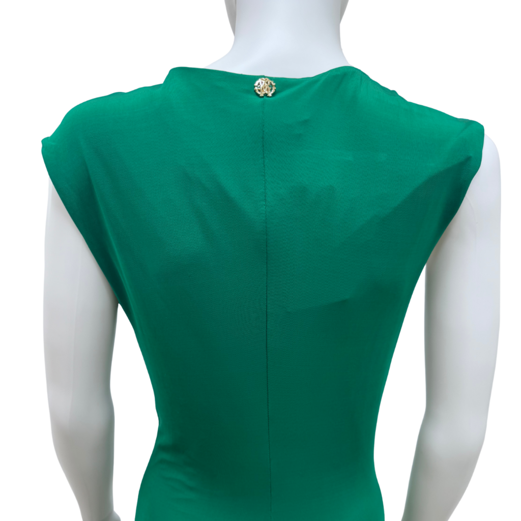 Roberto Cavalli Green Gathered Front Midi Dress, 44