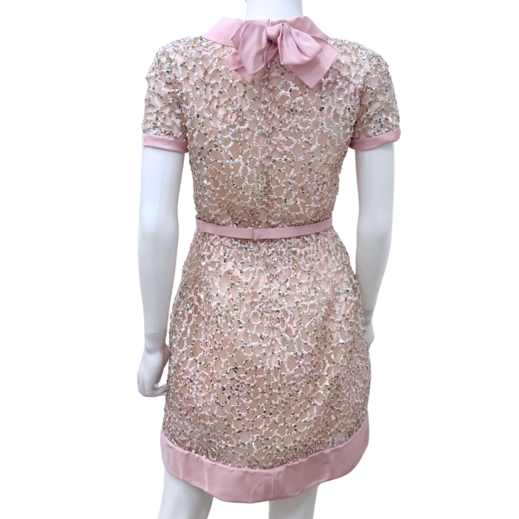 Oscar de la Renta Pink Sequin Silk Dress, 6 (NWT)