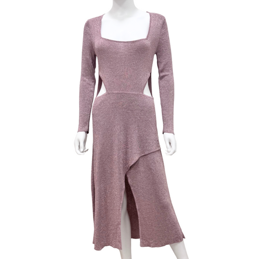 Misa Los Angeles Rose Gold Cutout Long Sleeve Dress, M (NWT)