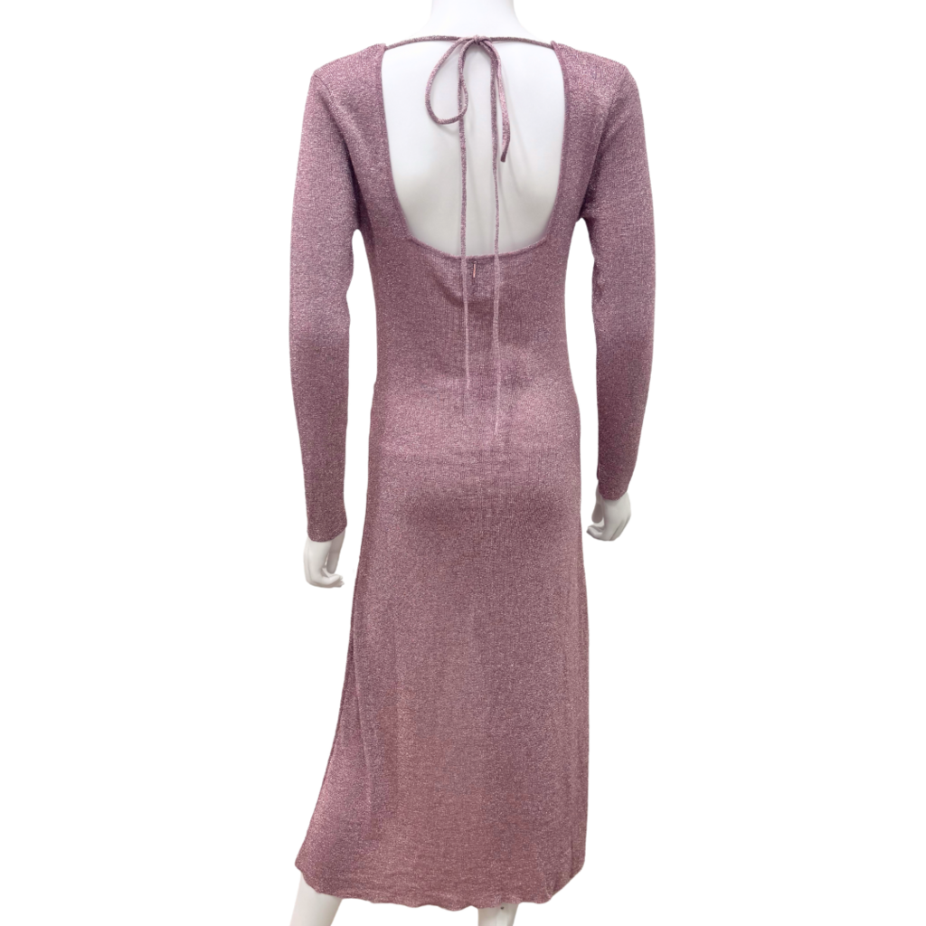 Misa Los Angeles Rose Gold Cutout Long Sleeve Dress, M (NWT)
