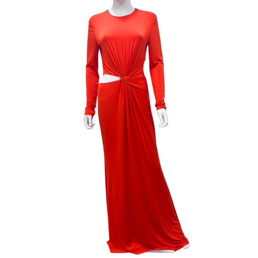 Ralph Lauren Purple Label Orange Maxi Cutout Twist Dress, M