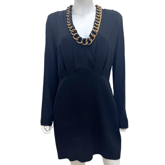 Givenchy Black Viscose Gold Chain Dress, 40 (NWT)