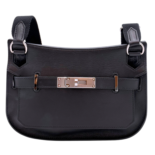 Hermès Jypsiere Black Box Calf 23CM Palladium HW