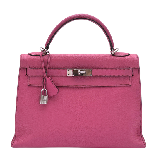 Hermès Kelly Pink Chevre de Coramandell 32CM Palladium HW (2005)