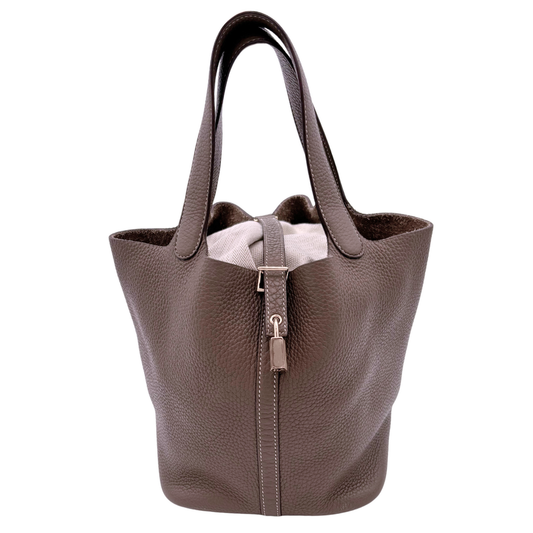 Hermès Picotin Etoupe Clemence 22CM Gold HW