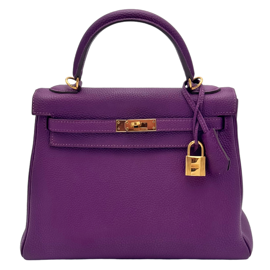 Hermès Kelly Plum Togo 25CM Gold HW