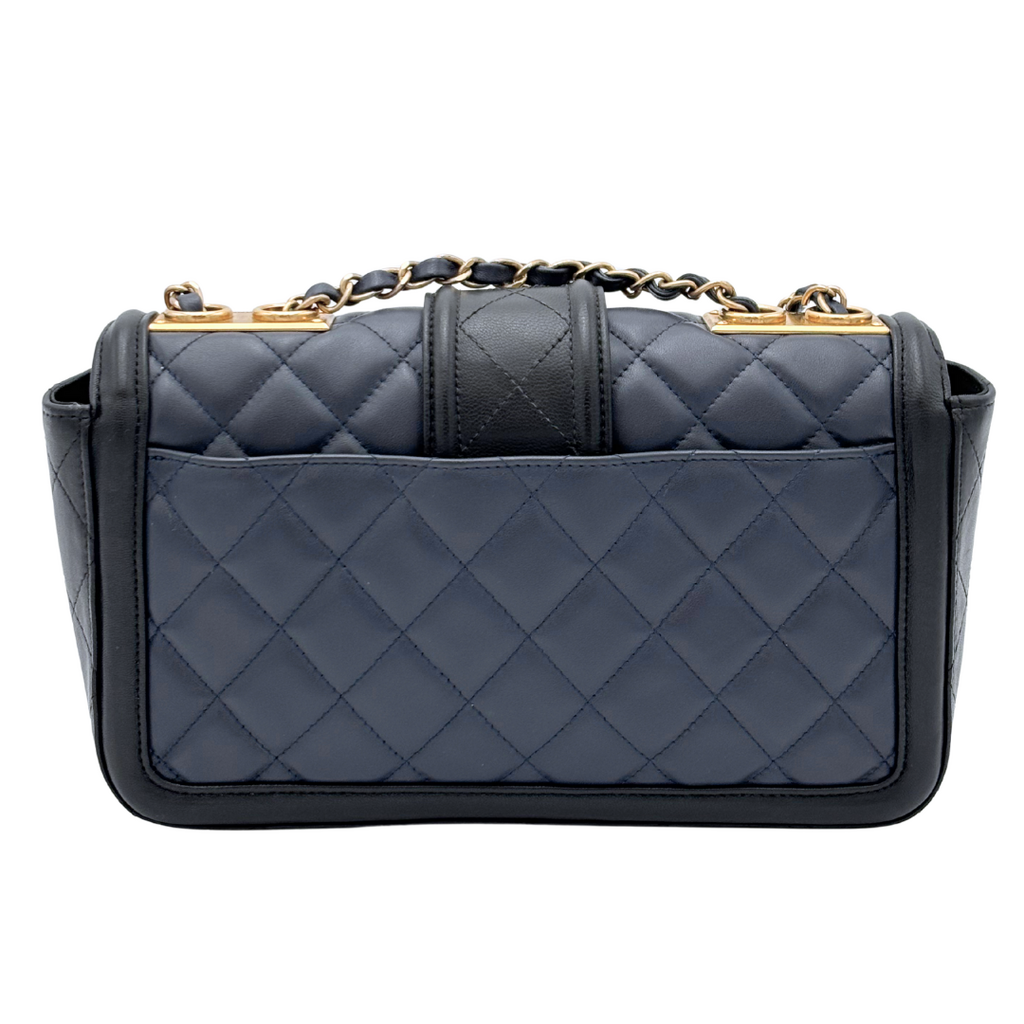 Chanel Navy & Black Quilted Strap Flap Bag (2014-2015)