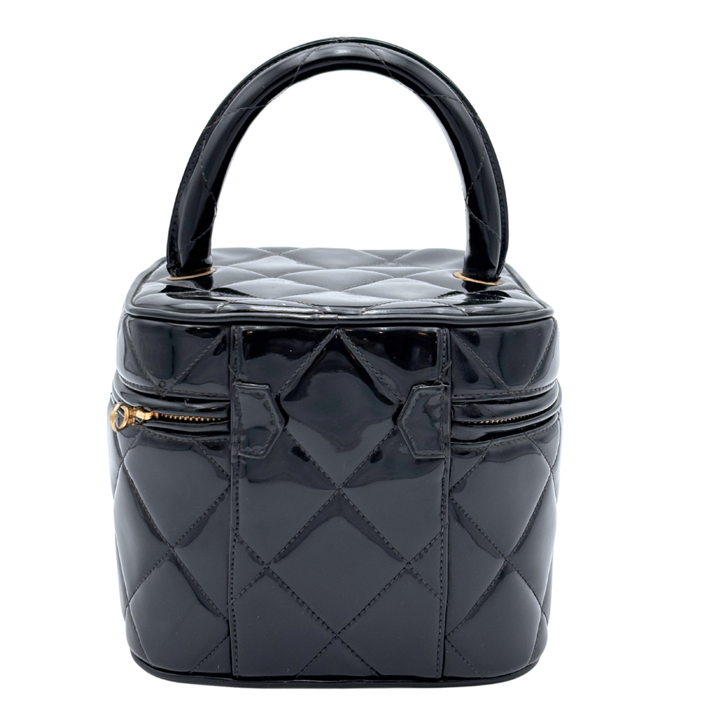 Chanel Black Patent Heart Mirror Vanity Bag (Vintage)