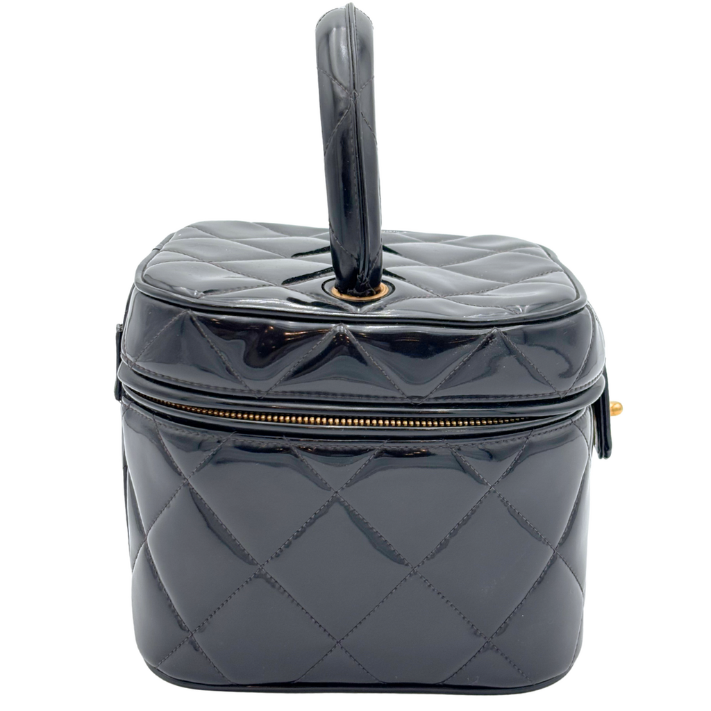 Chanel Black Patent Heart Mirror Vanity Bag (Vintage)