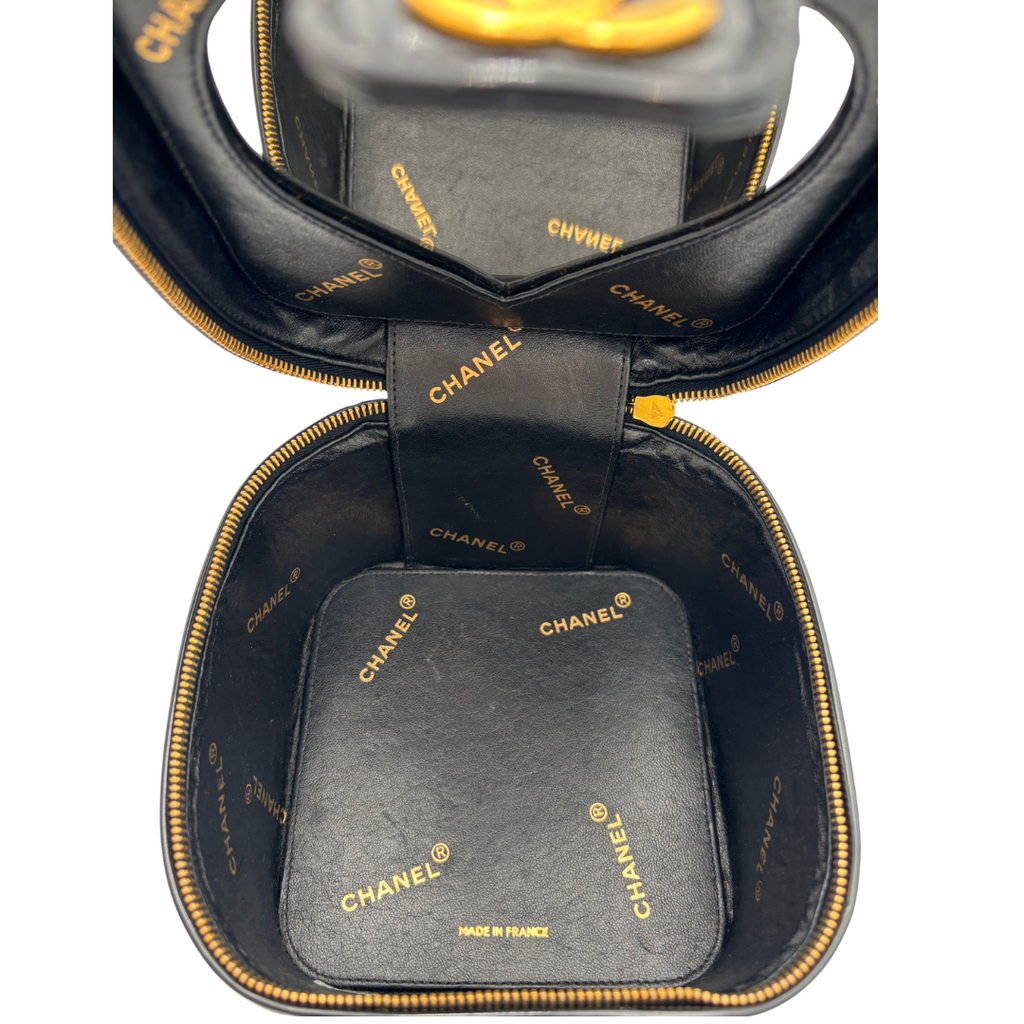 Chanel Black Patent Heart Mirror Vanity Bag (Vintage)