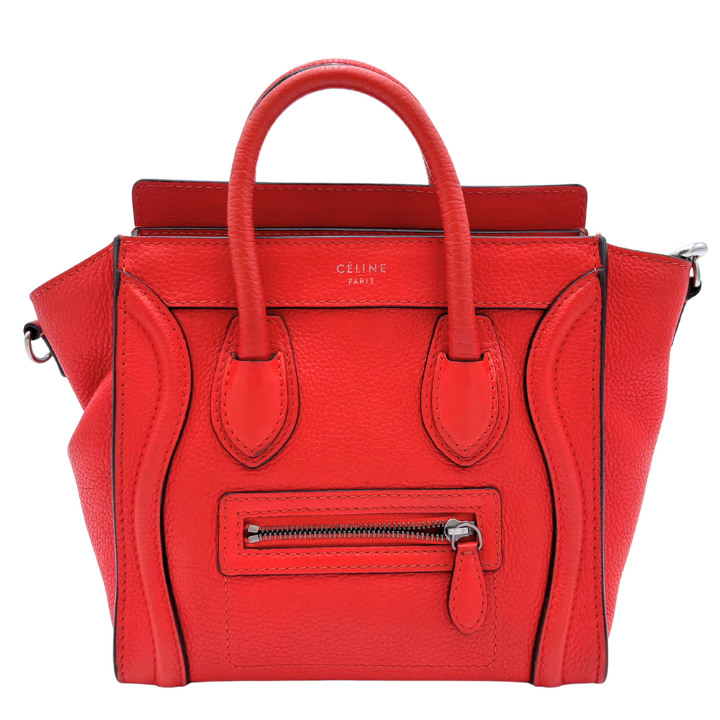 Celine Poppy Orange Nano Luggage Tote