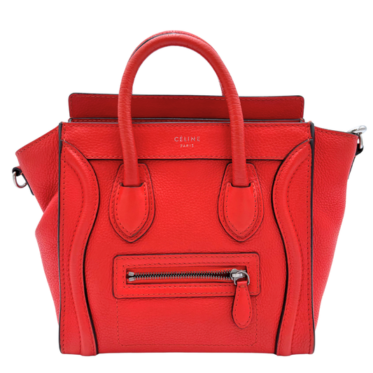 Celine Poppy Orange Nano Luggage Tote