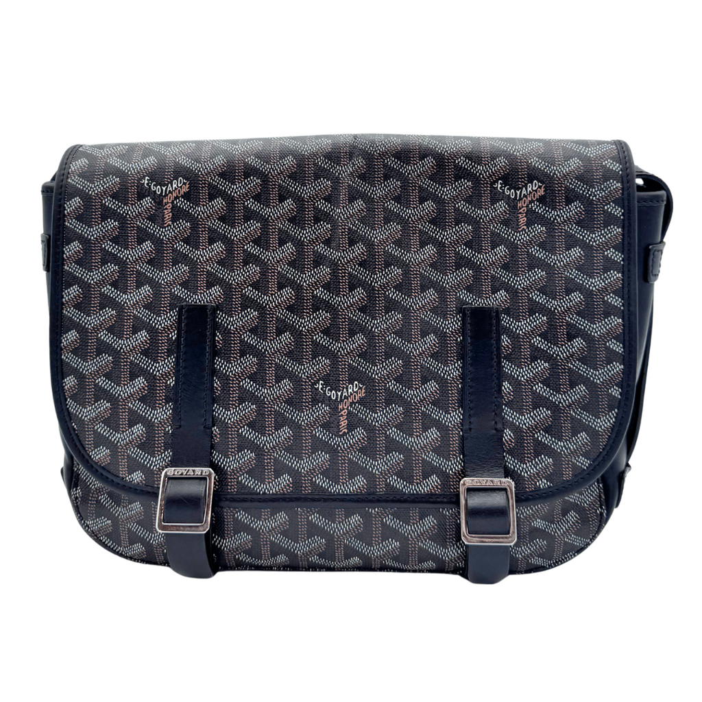 Goyard Black Canvas Goyardine Belvedere Messenger Bag MM (AS IS)