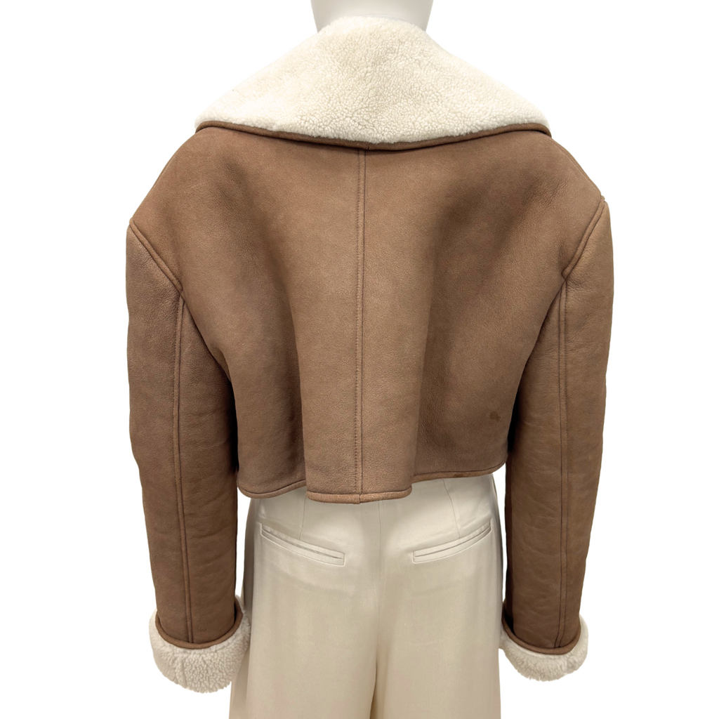 Magda Butrym Brown Suede & Fur Cropped Jacket, 34
