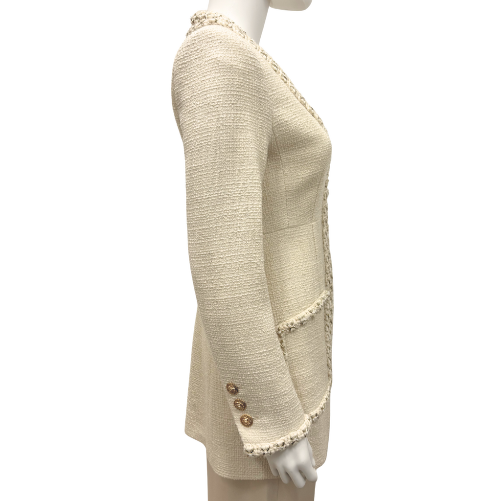 Chanel Cream Tweed Stitched Hardware Jacket, 38