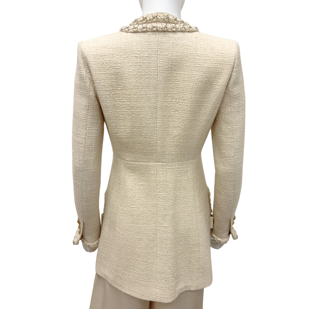 Chanel Cream Tweed Stitched Hardware Jacket, 38