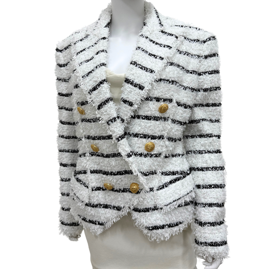 Balmain Stripe Tweed Blazer F/W22, 44 (NWT)