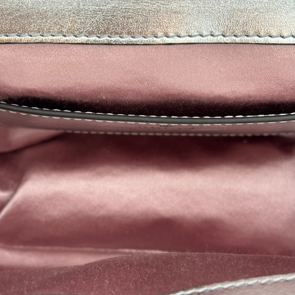 Gucci Pink Iridescent Leather Mini GG Marmont Crossbody