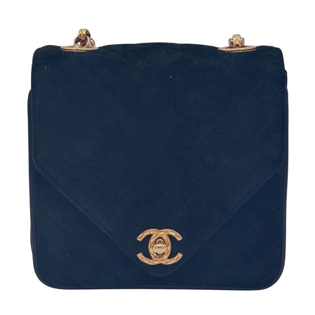 Chanel Black Chevron Suede Bijoux Chain Flap Bag (1991-1994)