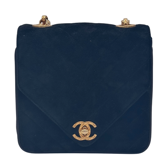 Chanel Black Chevron Suede Bijoux Chain Flap Bag (1991-1994)