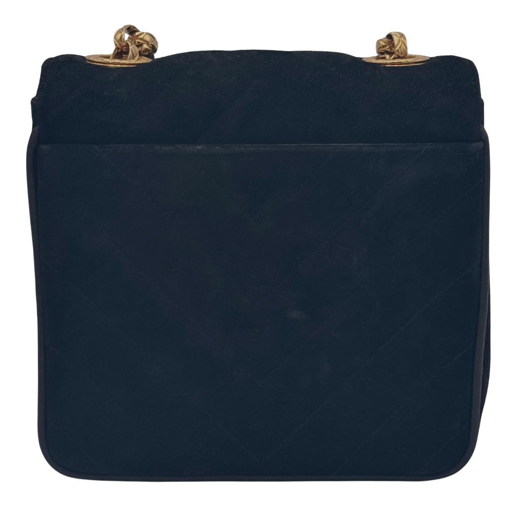 Chanel Black Chevron Suede Bijoux Chain Flap Bag (1991-1994)