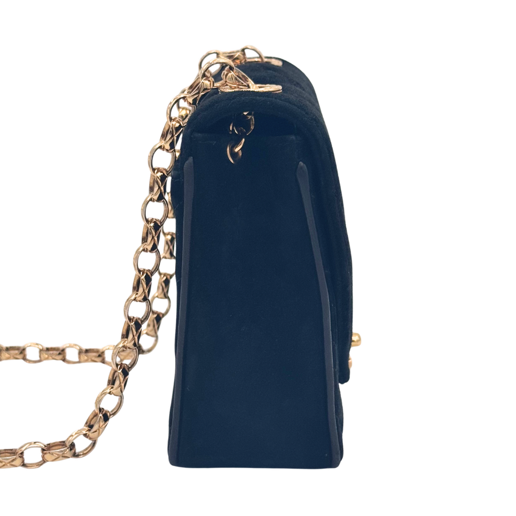 Chanel Black Chevron Suede Bijoux Chain Flap Bag (1991-1994)