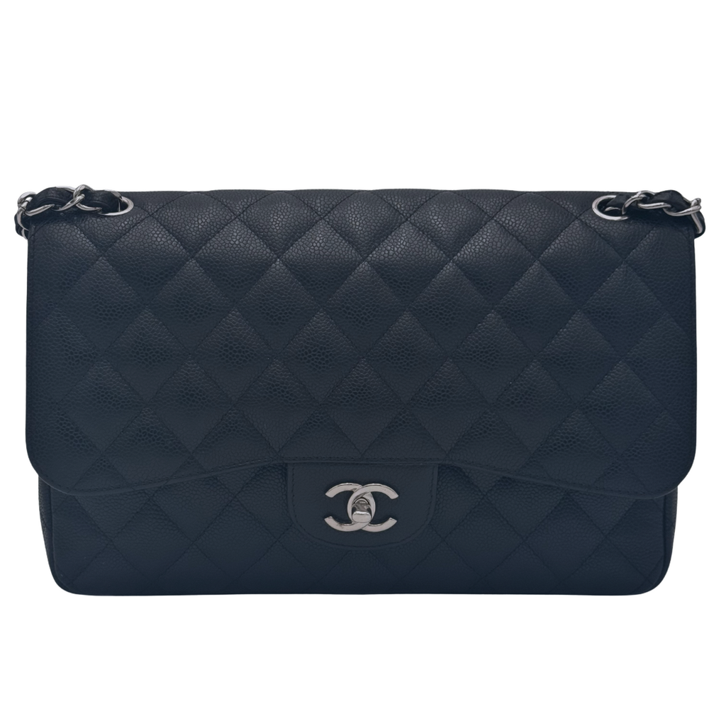 Chanel Black Caviar Jumbo Silver HW (2014)