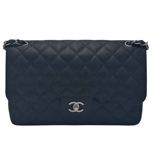 Chanel Black Caviar Jumbo Silver HW (2014)