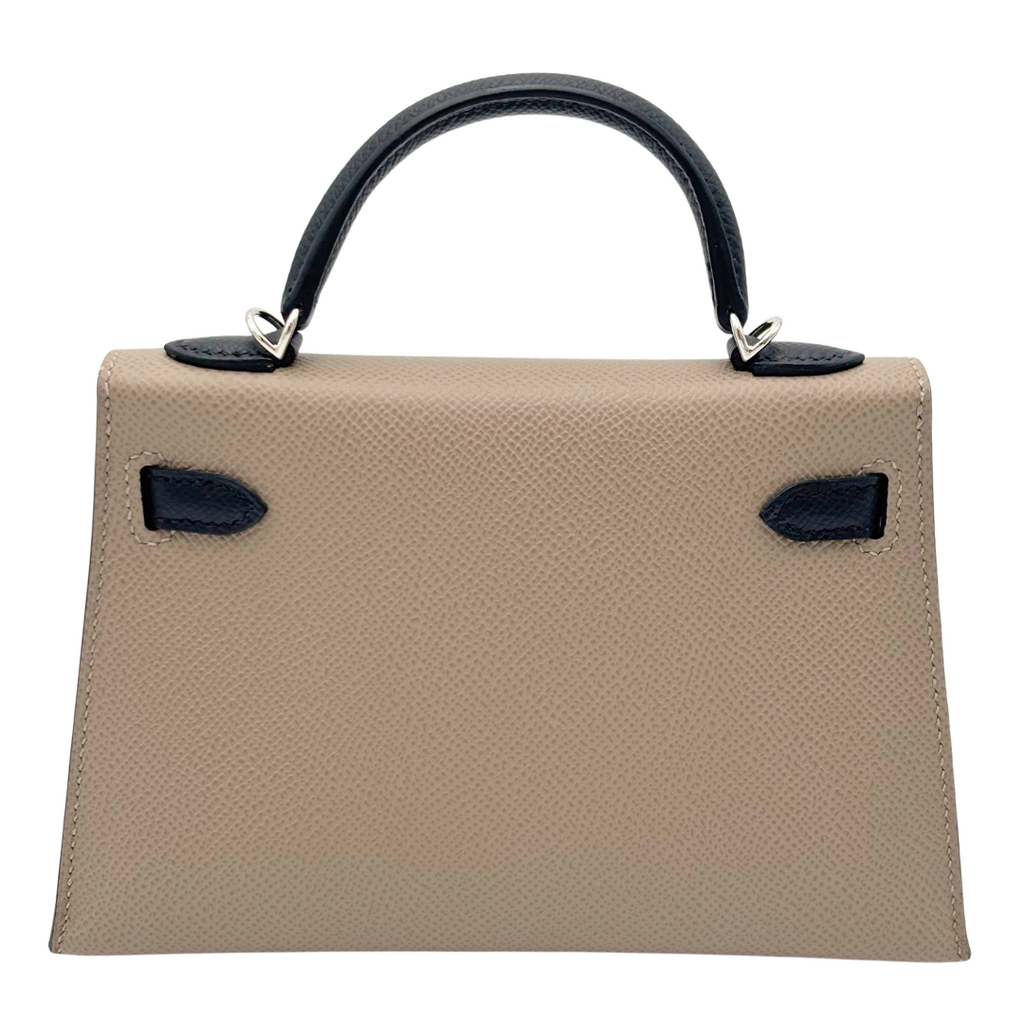 Hermès Kelly Etoupe & Black Epsom Mini Palladium HW (NEW)