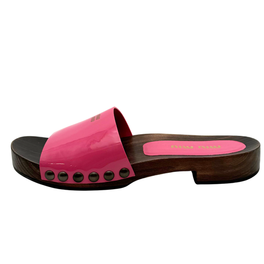 Miu Miu Pink Patent Clogs, 37