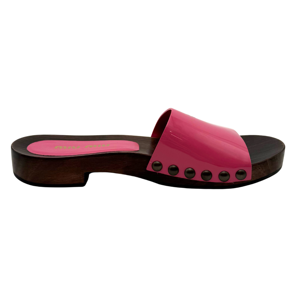 Miu Miu Pink Patent Clogs, 37