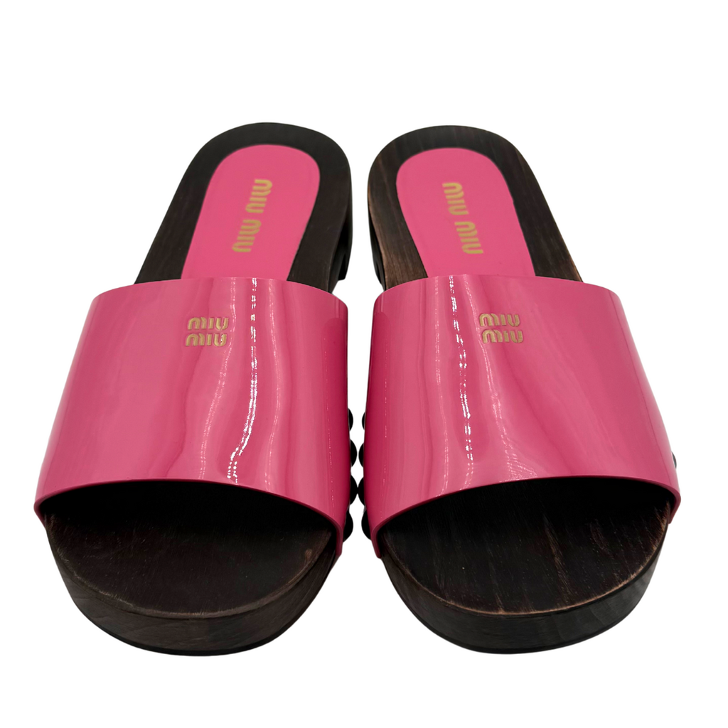 Miu Miu Pink Patent Clogs, 37