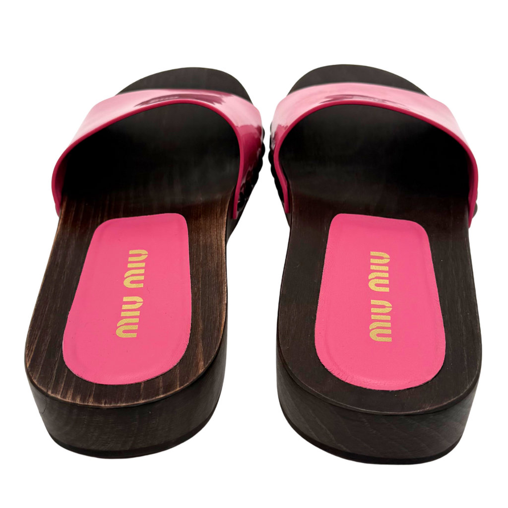 Miu Miu Pink Patent Clogs, 37