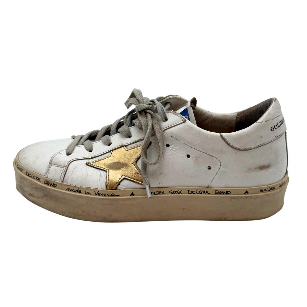 Golden Goose Whtie Leather Gold Star Sneaker, 37