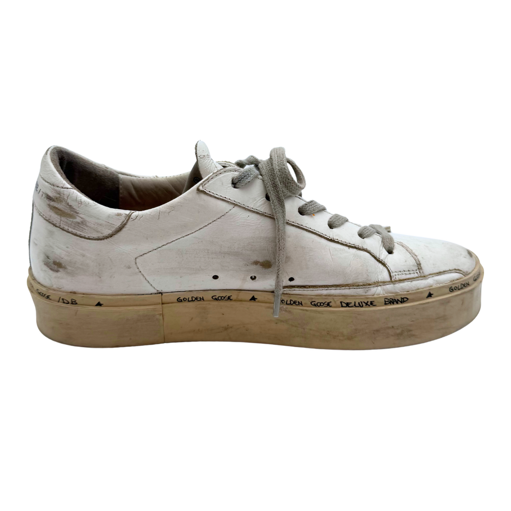 Golden Goose Whtie Leather Gold Star Sneaker, 37